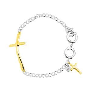 SILPADA 'In Good Faith' Cross Bracelet in Sterling Silver & Gold